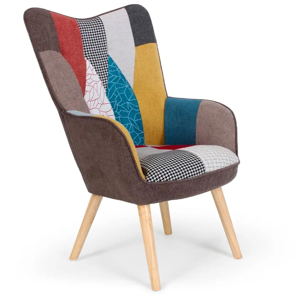 Fauteuil scandinave Klarys Tissu Patchwork