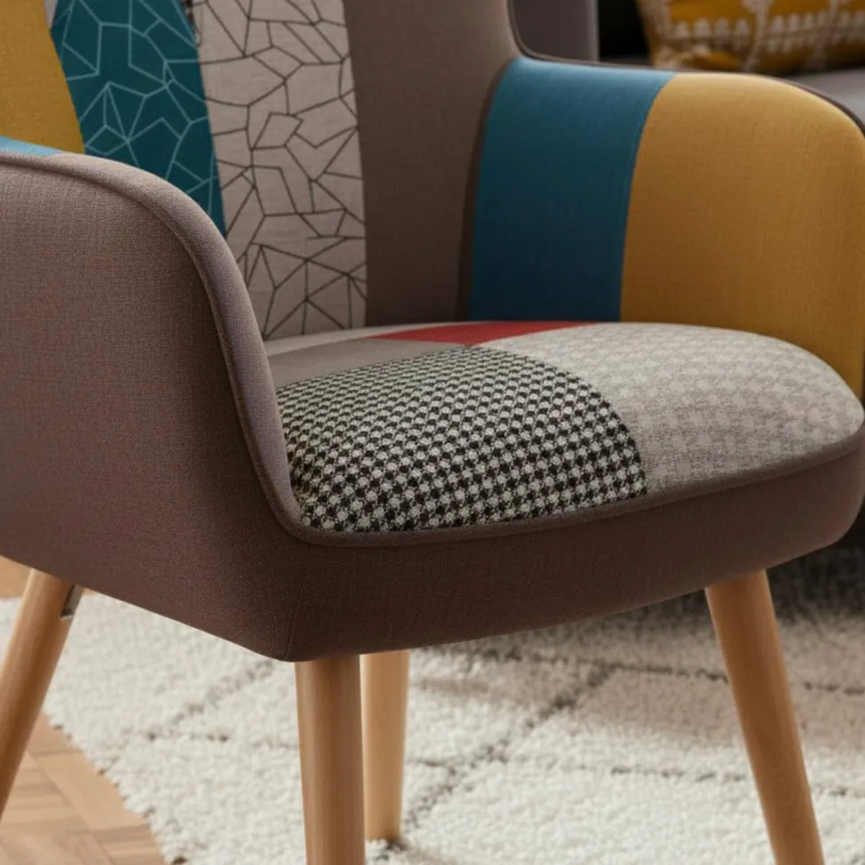 Fauteuil scandinave Klarys Tissu Patchwork