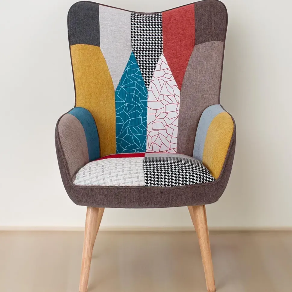Fauteuil scandinave Klarys Tissu Patchwork