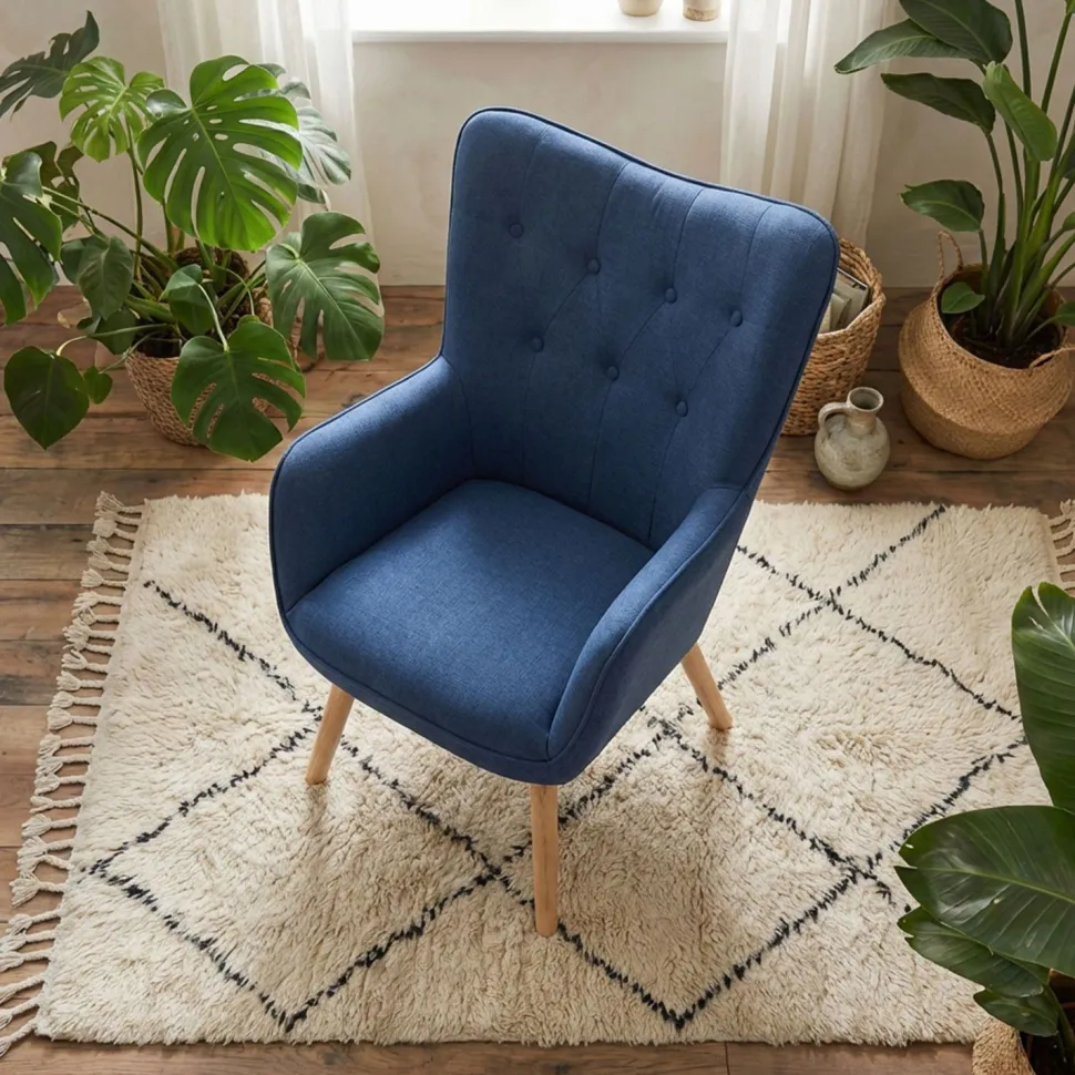Fauteuil scandinave Klarys Tissu Bleu
