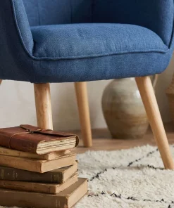 Fauteuil scandinave Klarys Tissu Bleu