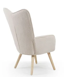 Fauteuil scandinave Klarys Tissu bouclette lainée Crème