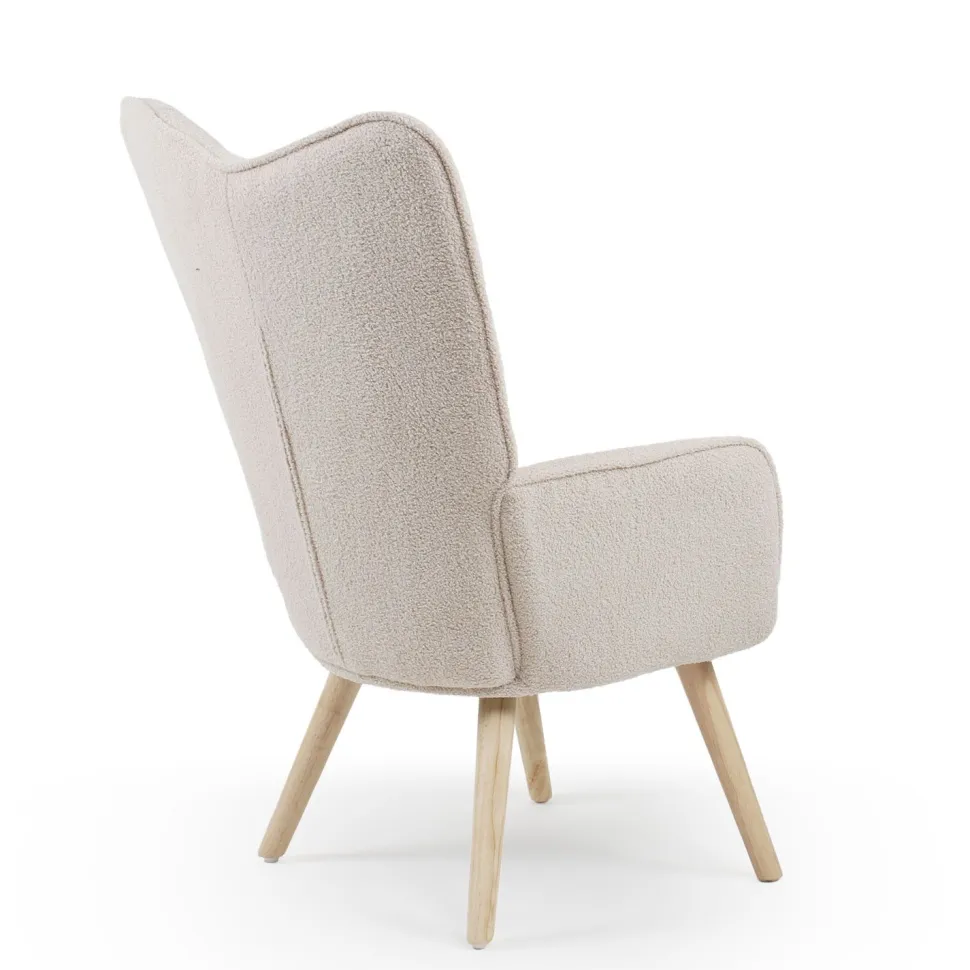 Fauteuil scandinave Klarys Tissu bouclette lainée Crème