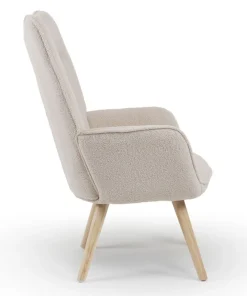 Fauteuil scandinave Klarys Tissu bouclette lainée Crème