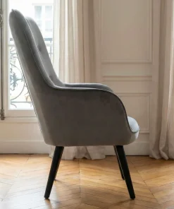 Fauteuil scandinave Klarys Velours Gris