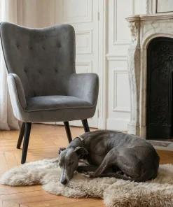 Fauteuil scandinave Klarys Velours Gris