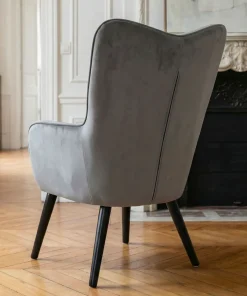 Fauteuil scandinave Klarys Velours Gris