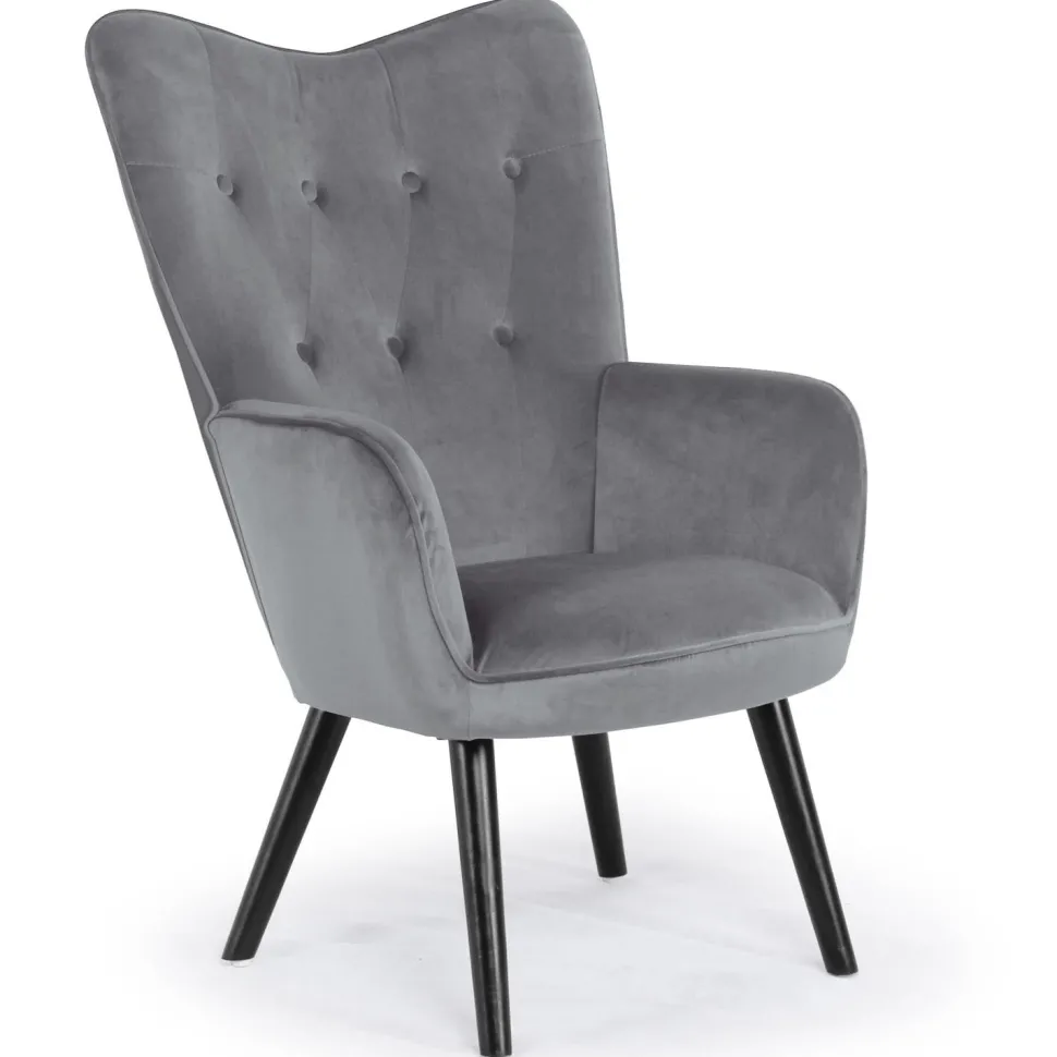 Fauteuil scandinave Klarys Velours Gris
