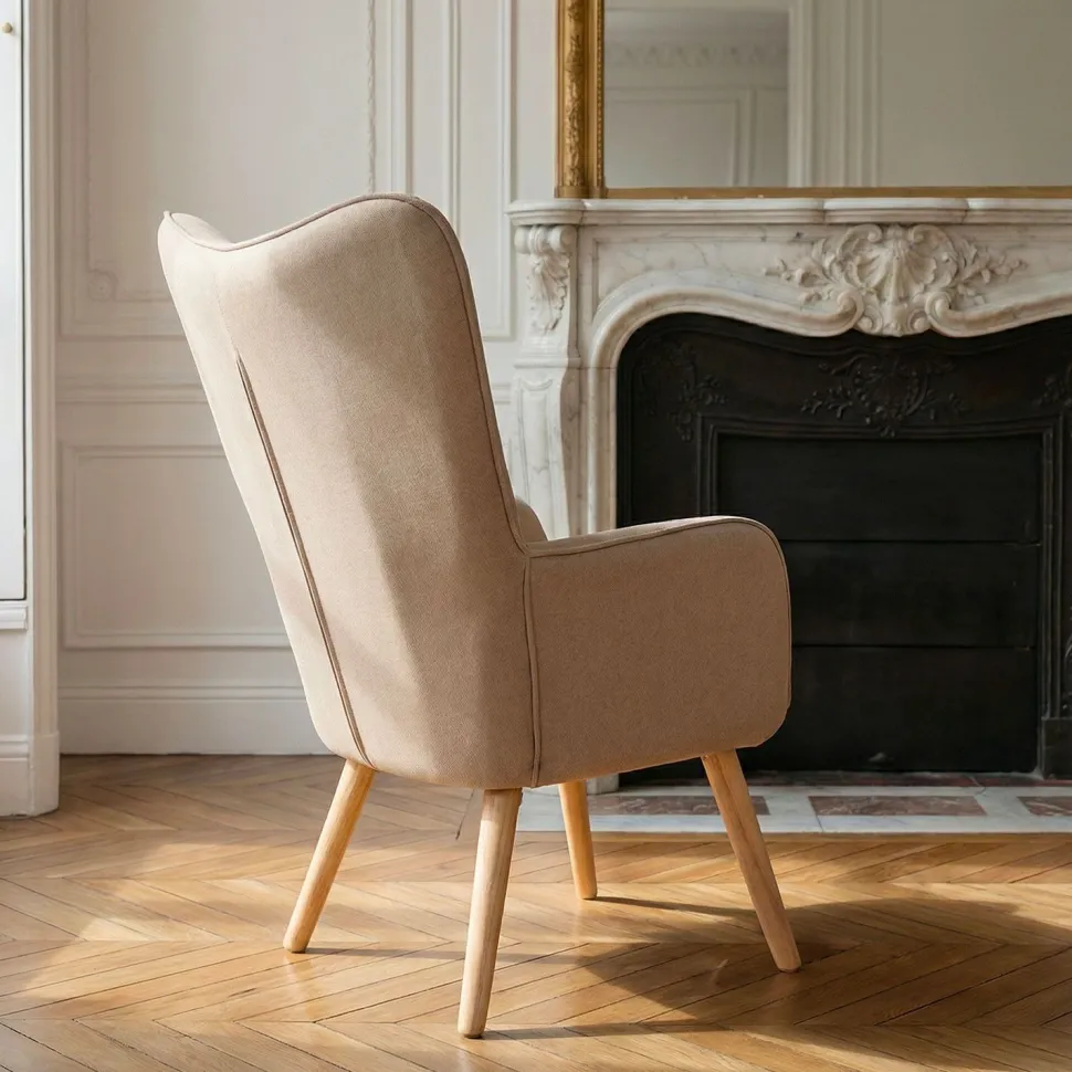 Fauteuil scandinave Klarys Tissu Beige