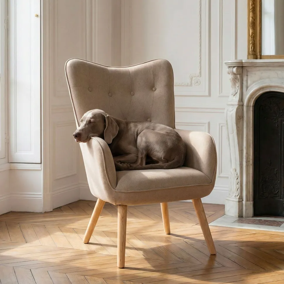 Fauteuil scandinave Klarys Tissu Beige