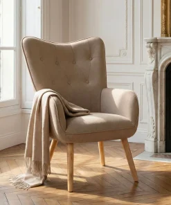 Fauteuil scandinave Klarys Tissu Beige