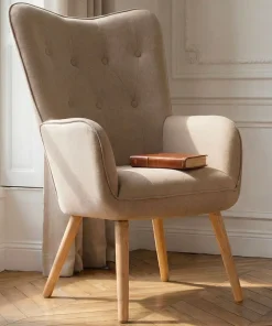 Fauteuil scandinave Klarys Tissu Beige