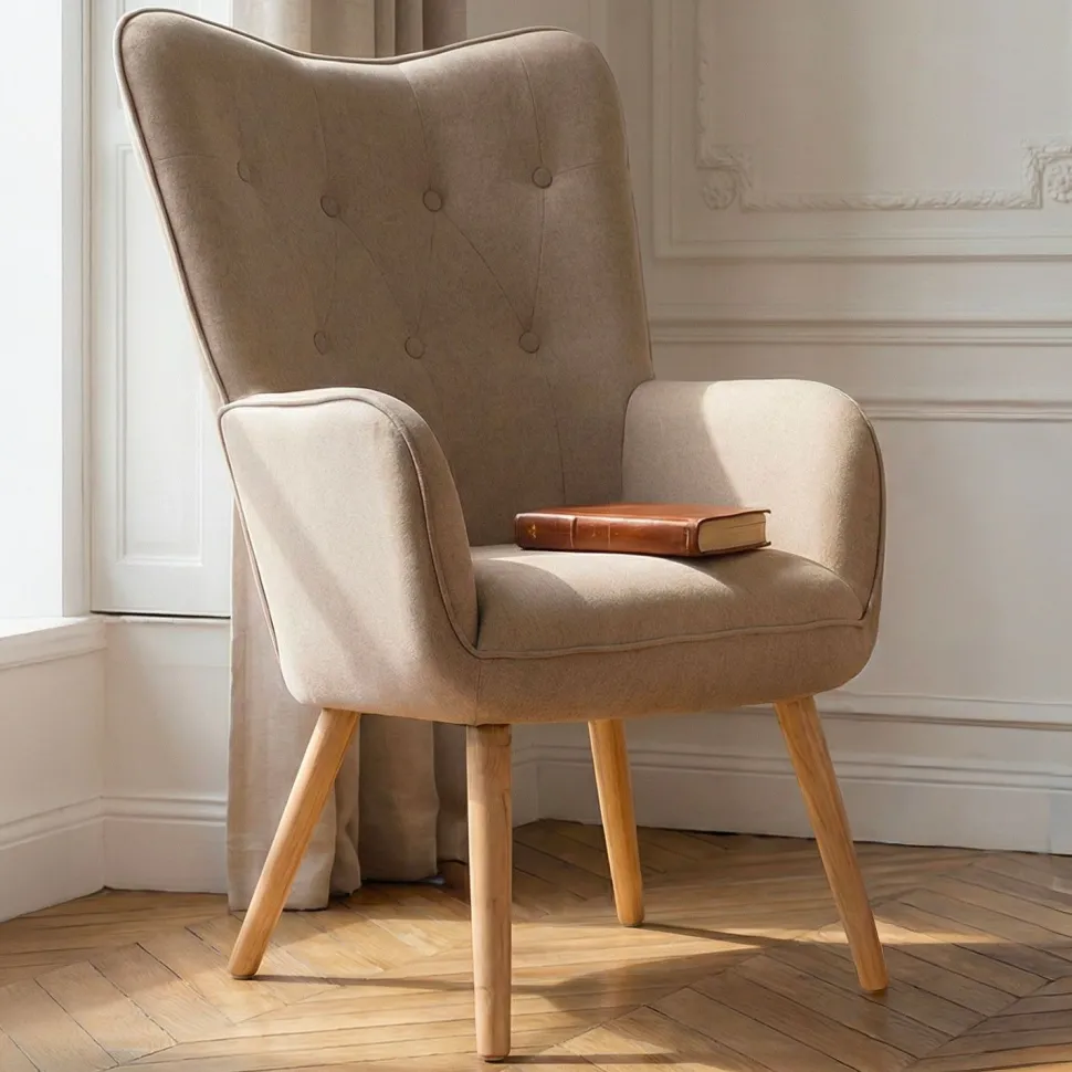 Fauteuil scandinave Klarys Tissu Beige