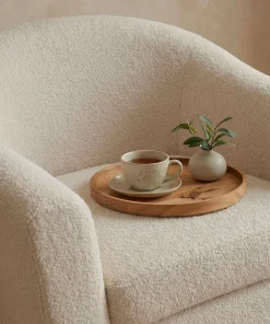 Fauteuil scandinave Savoy Tissu bouclette lainée Crème