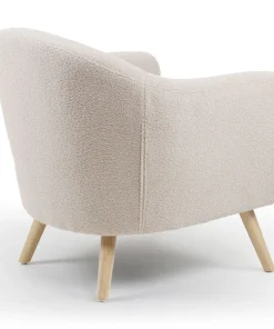 Fauteuil scandinave Savoy Tissu bouclette lainée Crème