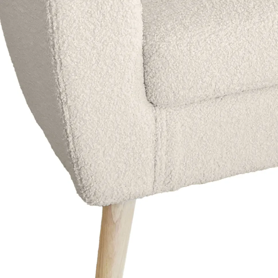 Fauteuil scandinave Savoy Tissu bouclette lainée Crème