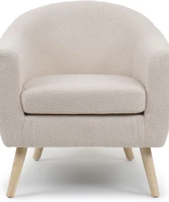 Fauteuil scandinave Savoy Tissu bouclette lainée Crème
