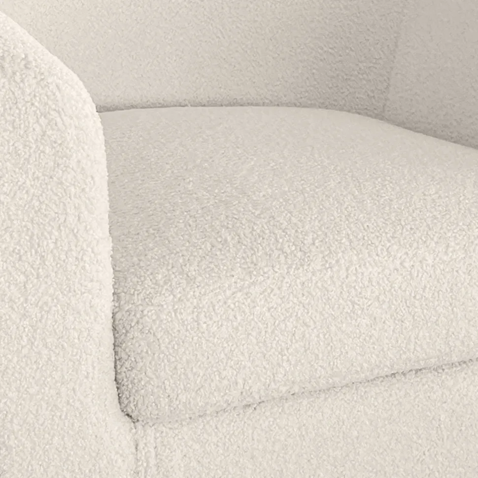 Fauteuil scandinave Savoy Tissu bouclette lainée Crème