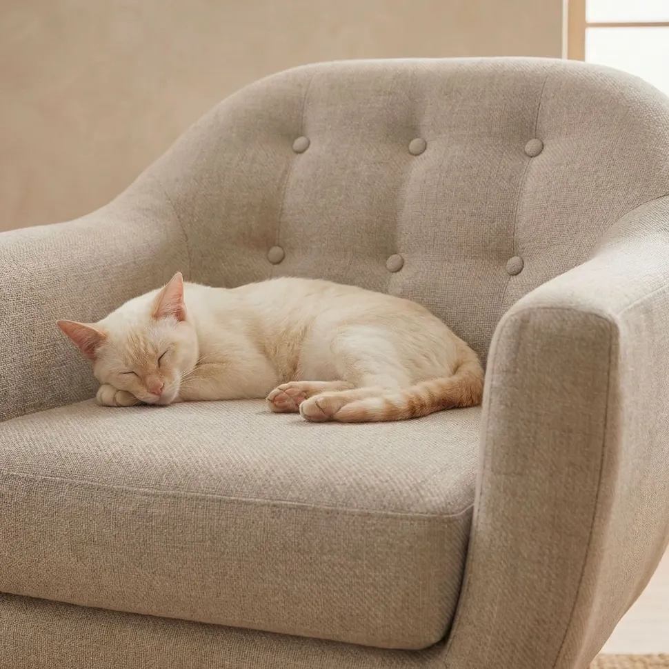 Fauteuil scandinave Savoy tissu Beige