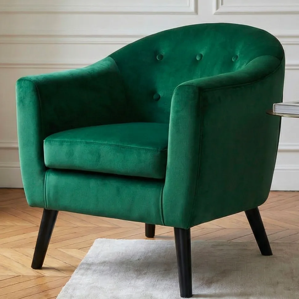 Fauteuil scandinave Savoy Velours Vert