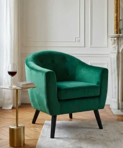 Fauteuil scandinave Savoy Velours Vert