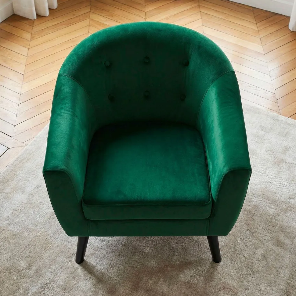 Fauteuil scandinave Savoy Velours Vert