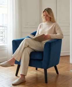 Fauteuil scandinave Savoy Velours Bleu