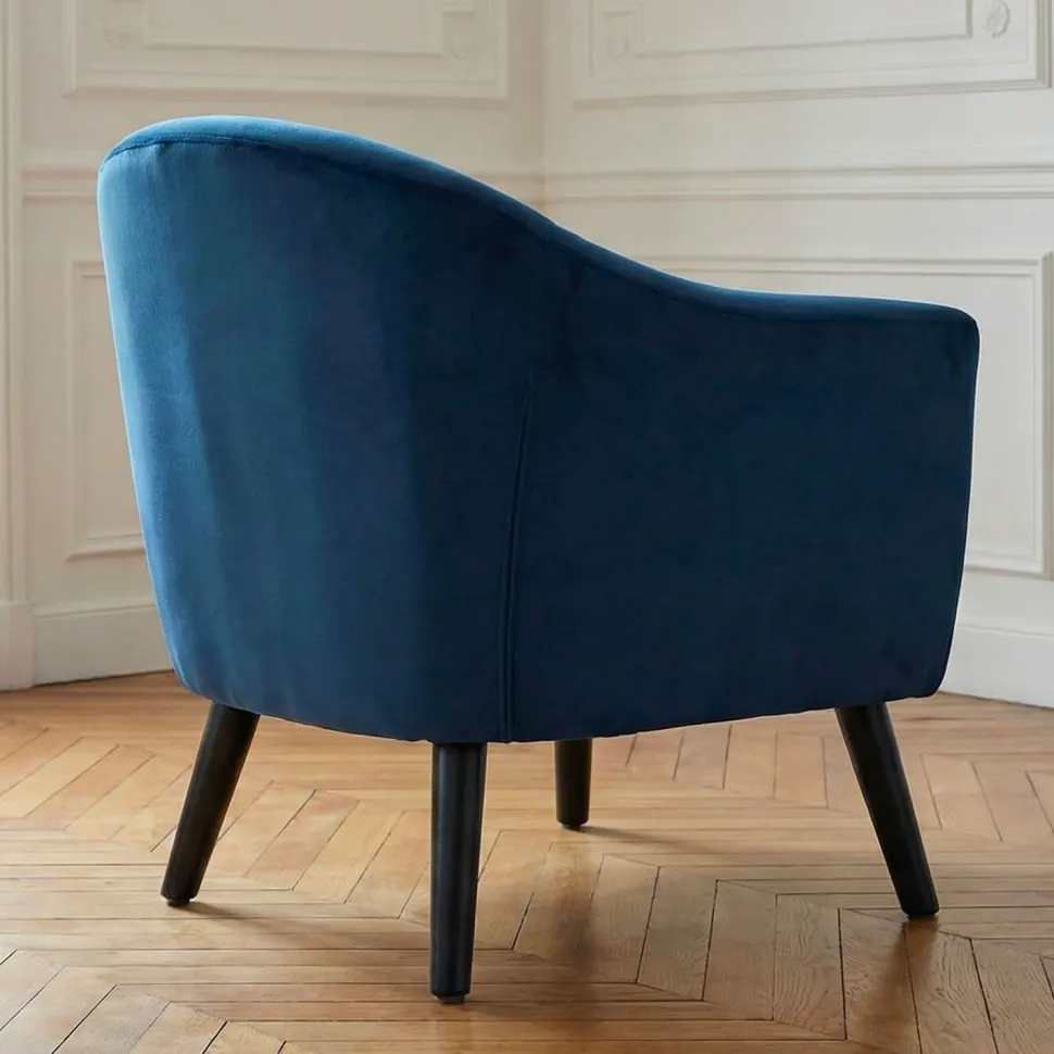 Fauteuil scandinave Savoy Velours Bleu