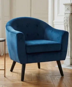 Fauteuil scandinave Savoy Velours Bleu