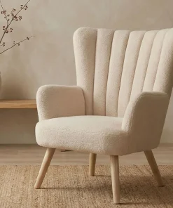 Fauteuil scandinave Vidal Tissu Bouclette Beige