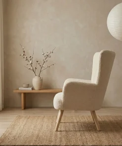 Fauteuil scandinave Vidal Tissu Bouclette Beige