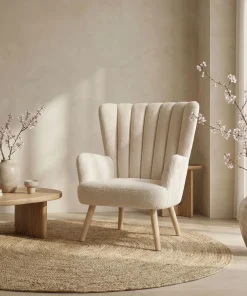 Fauteuil scandinave Vidal Tissu Bouclette Beige