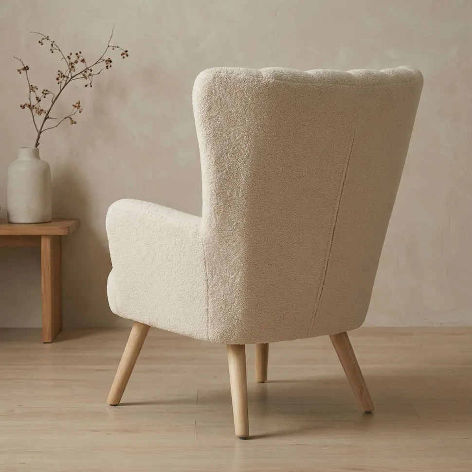 Fauteuil scandinave Vidal Tissu Bouclette Beige