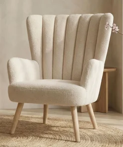 Fauteuil scandinave Vidal Tissu Bouclette Beige