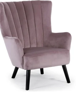 Fauteuil scandinave Vidal en Velours Rose