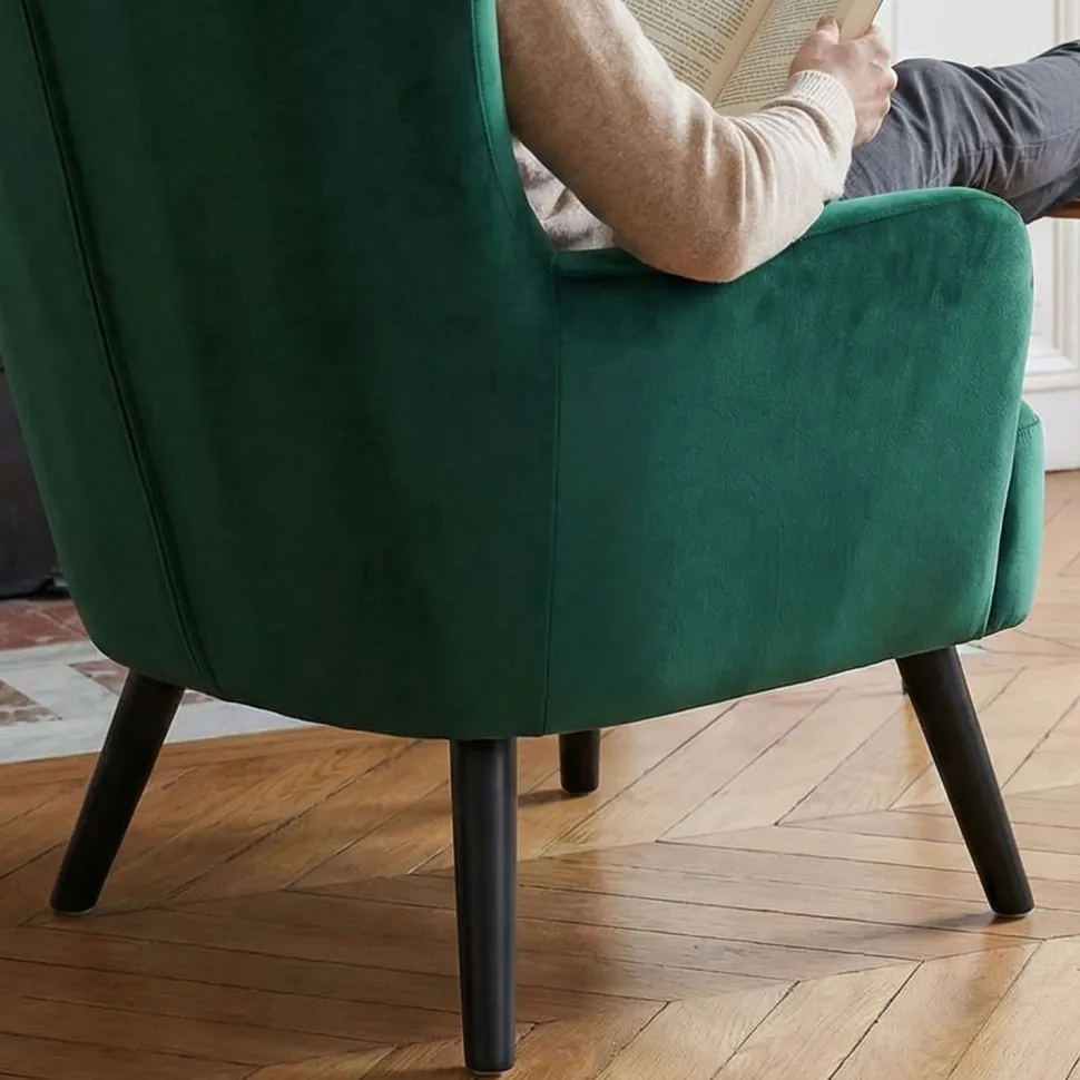 Fauteuil scandinave Vidal en Velours Vert
