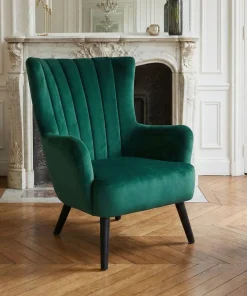 Fauteuil scandinave Vidal en Velours Vert