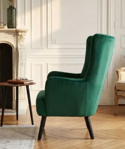 Fauteuil scandinave Vidal en Velours Vert
