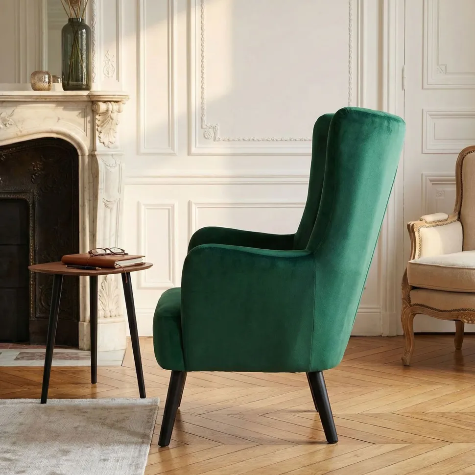 Fauteuil scandinave Vidal en Velours Vert