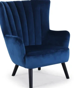 Fauteuil scandinave Vidal en Velours Bleu