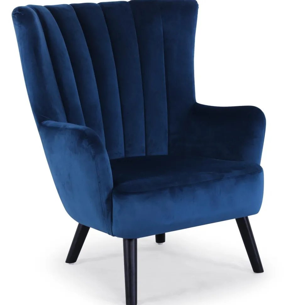 Fauteuil scandinave Vidal en Velours Bleu