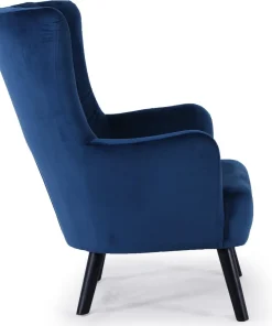 Fauteuil scandinave Vidal en Velours Bleu