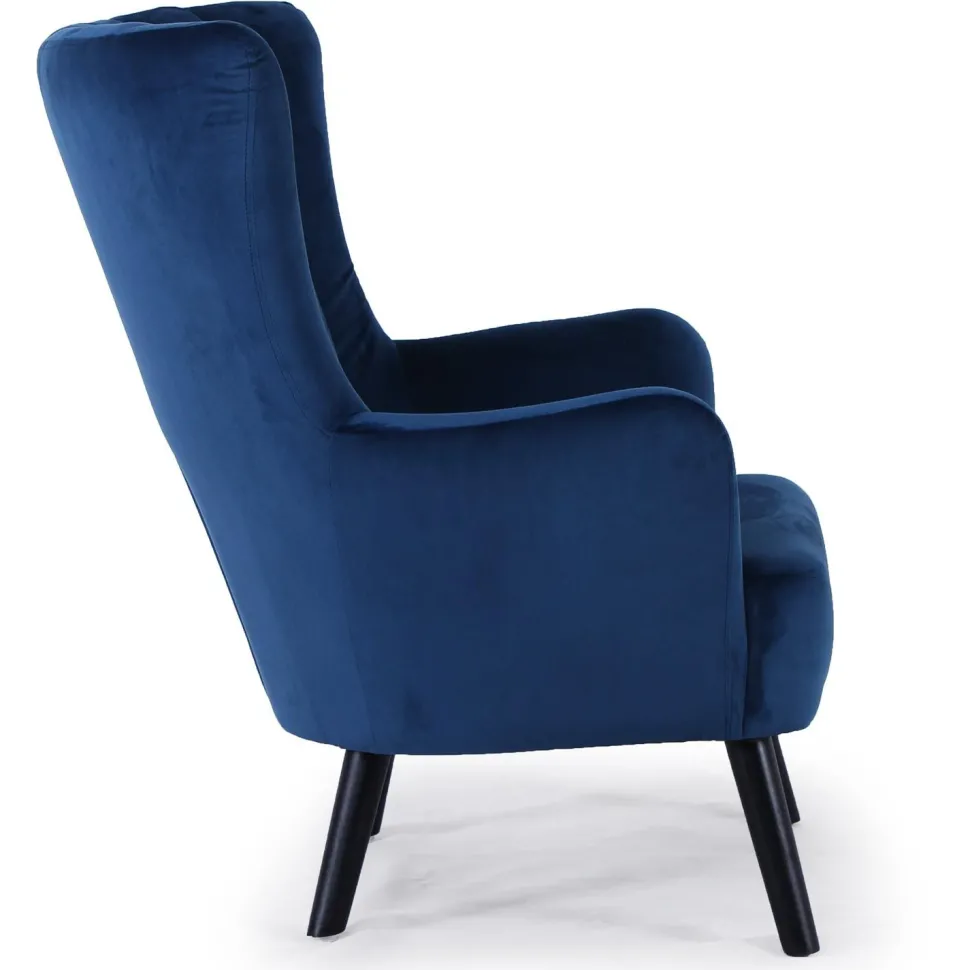 Fauteuil scandinave Vidal en Velours Bleu