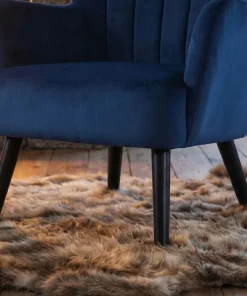 Fauteuil scandinave Vidal en Velours Bleu
