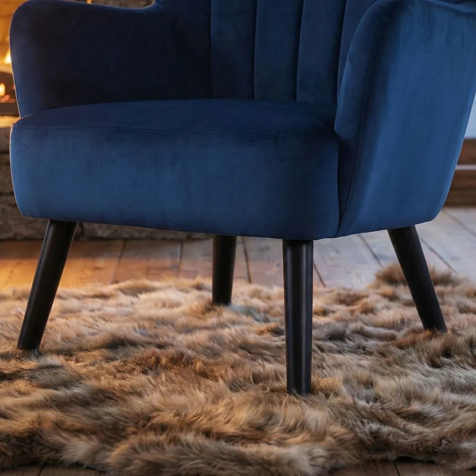 Fauteuil scandinave Vidal en Velours Bleu