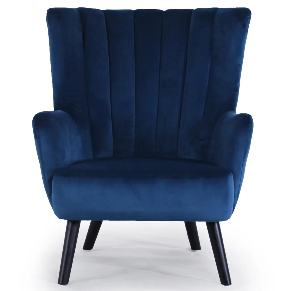 Fauteuil scandinave Vidal en Velours Bleu