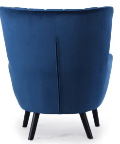 Fauteuil scandinave Vidal en Velours Bleu