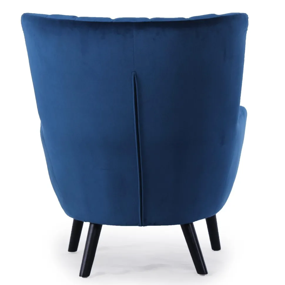Fauteuil scandinave Vidal en Velours Bleu