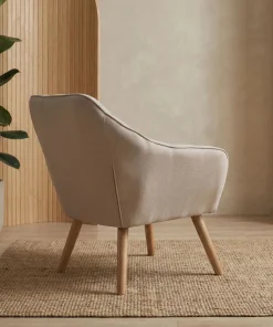 Fauteuil Scandinave Zentao Tissu Beige