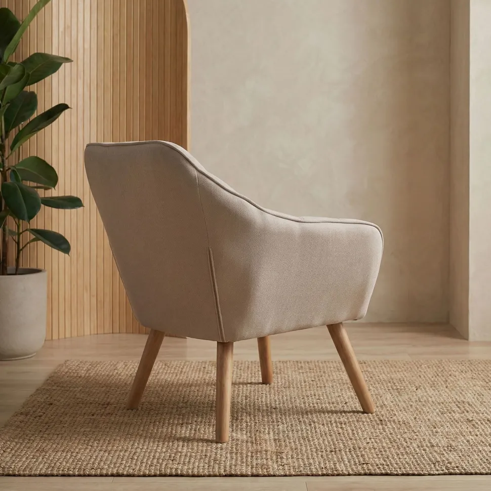 Fauteuil Scandinave Zentao Tissu Beige